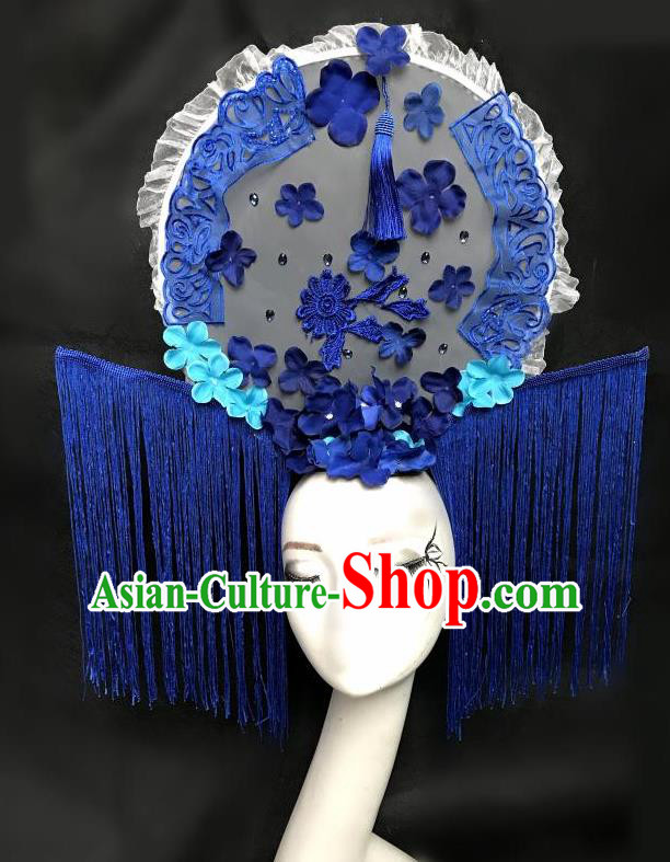 Top Grade Chinese Theatrical Headdress Ornamental Flowers Floral Hair Accessories, Ceremonial Occasions Handmade Traditional Manchu Princess Tassel Headdress for Women