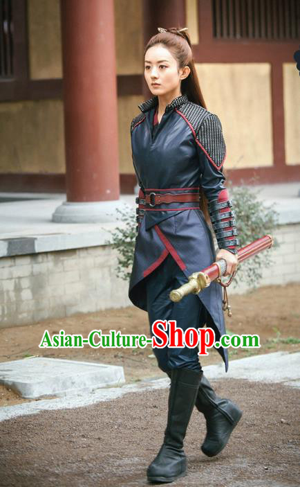 Traditional Ancient Chinese Female Assassin Clothing, Princess Agents Chinese Southern and Northern Dynasties Swordswoman Costume and Headpiece Complete Set