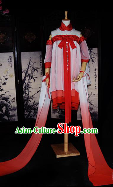 Chinese Ancient Cosplay Tang Dynasty Dunhuang Flying Apsaras Dance Dress, Chinese Traditional Hanfu Clothing Chinese Fairy Costume for Women
