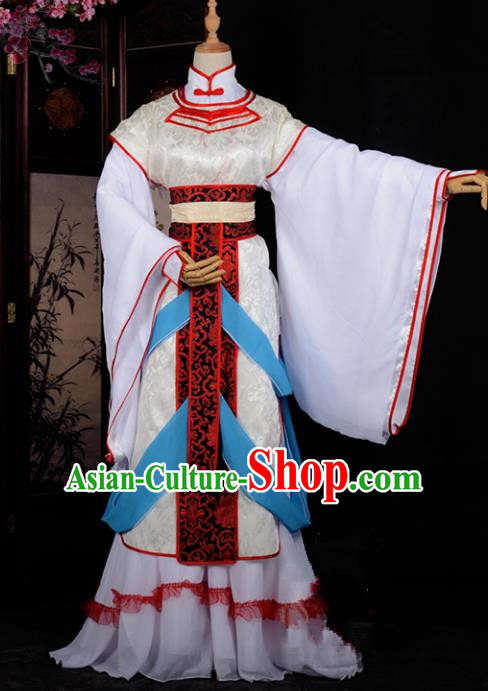 Chinese Ancient Cosplay Tang Dynasty Princess Embroidery Dress, Chinese Traditional Hanfu Clothing Chinese Fairy Costume for Women
