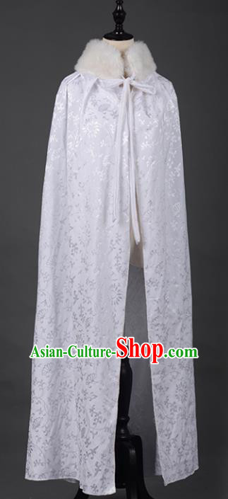 Chinese Ancient Cosplay Tang Dynasty Chivalrous Girls White Cloak, Chinese Traditional Hanfu Clothing Chinese Fairy Cape for Women