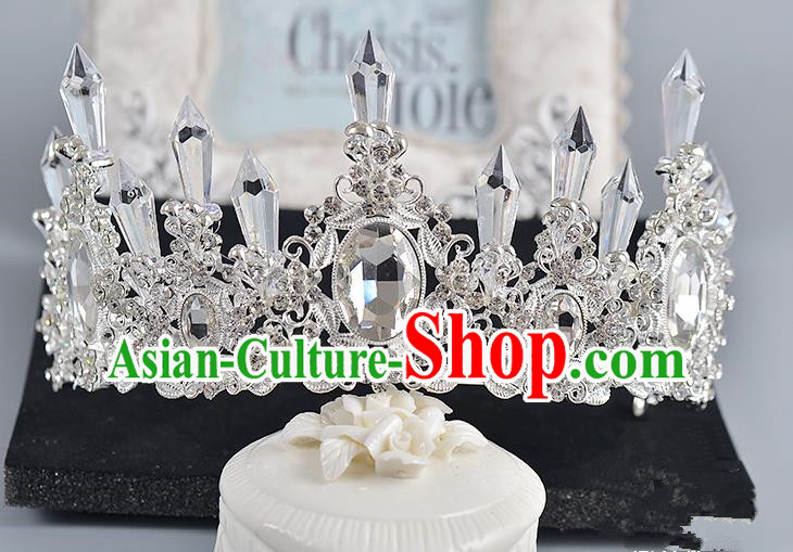 Top Grade Handmade Chinese Classical Hair Accessories Baroque Style Crystal Queen Round Royal Crown, Hair Sticks Hair Jewellery Hair Clasp for Women