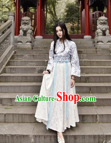 Traditional Chinese Han Dynasty Young Lady Costume, China Ancient Hanfu Dress Princess Clothing for Women