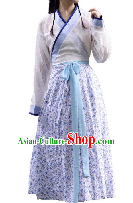 Traditional Chinese Han Dynasty Young Lady Costume, China Ancient Hanfu Purple Dress Princess Clothing for Women