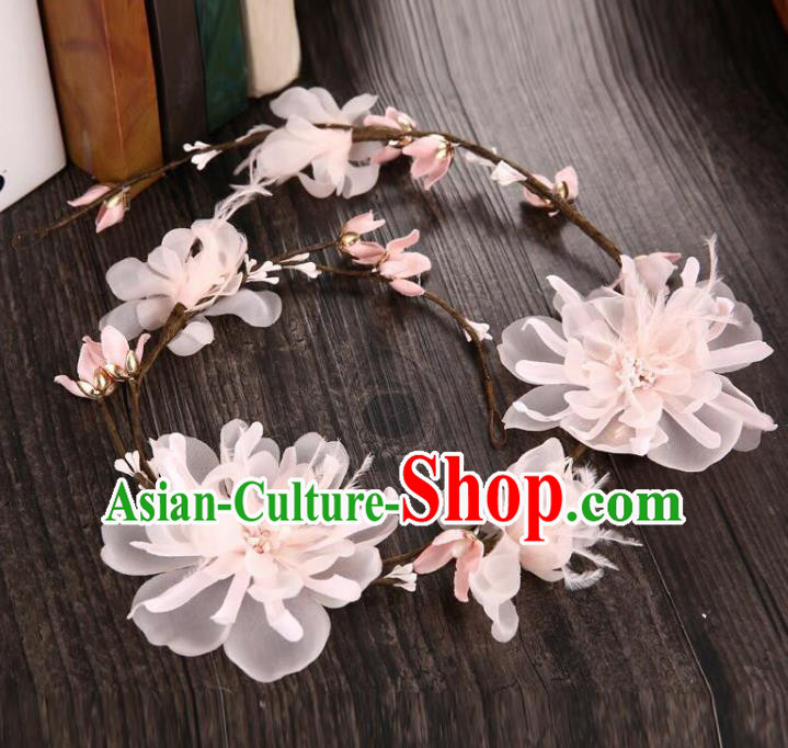 Top Grade Handmade Chinese Classical Hair Accessories Baroque Style Light Pink Flowers Garland, Bride Hair Sticks Hair Clasp for Women