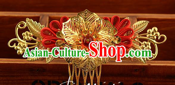 Traditional Handmade Chinese Ancient Classical Hair Accessories Xiuhe Suit Golden Tassel Hair Comb, Hair Sticks Hair Jewellery Hair Fascinators for Women