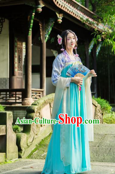Traditional Chinese Tang Dynasty Imperial Consort Hanfu Costume, China Ancient Dress Palace Princess Embroidery Clothing for Women