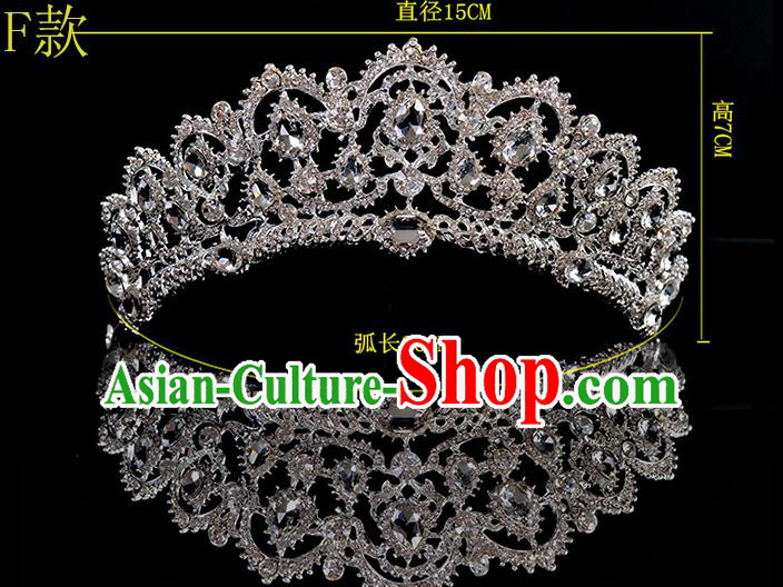 Top Grade Handmade Chinese Classical Hair Accessories Baroque Style Crystal Princess Wedding Royal Crown, Bride Hair Sticks Hair Jewellery Hair Coronet for Women