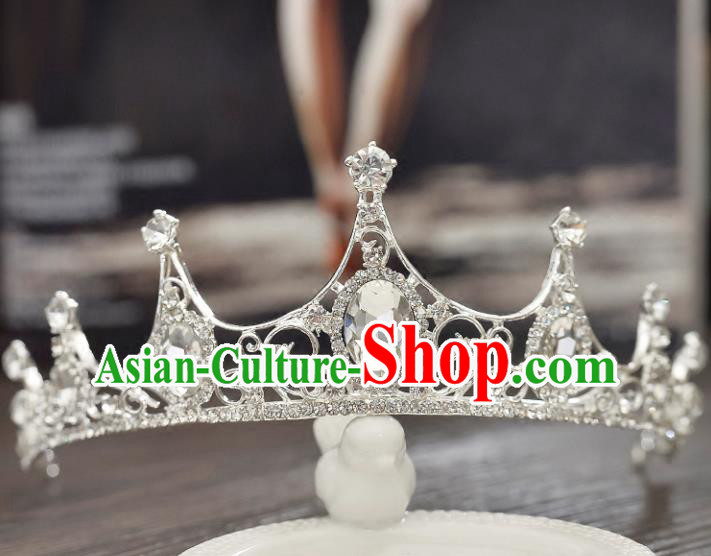 Top Grade Handmade Chinese Classical Hair Accessories Baroque Style CZ Diamond Wedding Princess Royal Crown, Bride Hair Jewellery Hair Clasp for Women