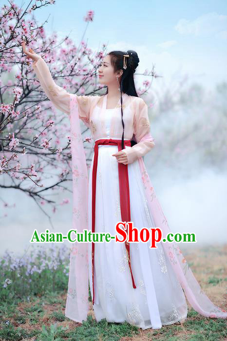 Traditional Ancient Chinese Costume Song Dynasty Palace Lady Embroidery Butterfly Blouse and Skirt, Elegant Hanfu Clothing Chinese Princess Costume for Women