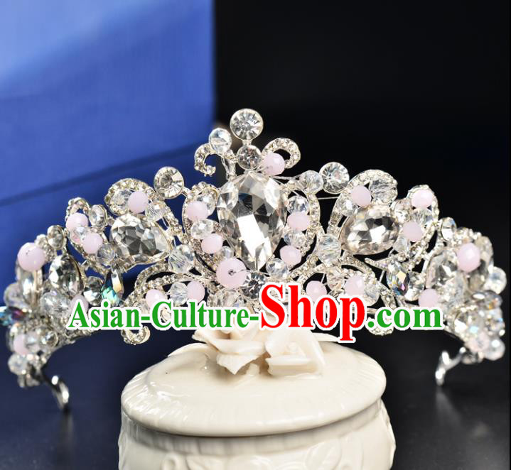 Top Grade Handmade Hair Accessories Baroque Style Palace Princess Wedding Crystal Pink Beads Vintage Royal Crown, Bride Hair Kether Jewellery Imperial Crown for Women