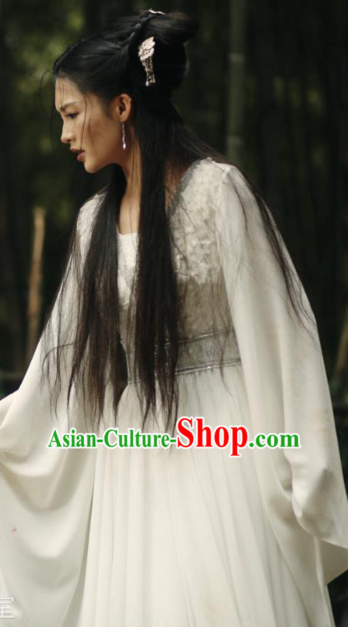 Traditional Chinese Northern and Southern Dynasties Palace Princess Embroidery Costume and Headpiece Complete Set, Princess Agents Chinese Ancient Young Lady Hanfu Dress for Women