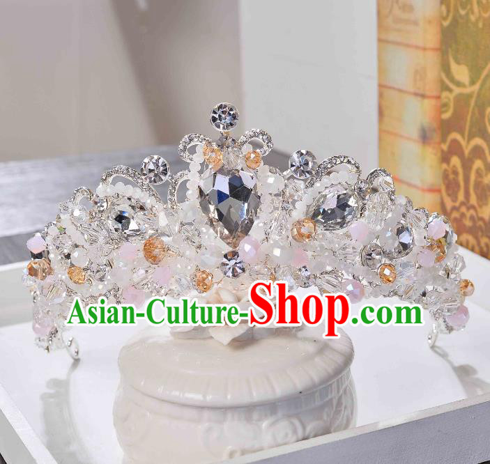 Top Grade Handmade Hair Accessories Baroque Luxury Crystal Beads Royal Crown, Bride Wedding Hair Kether Jewellery Princess Imperial Crown for Women
