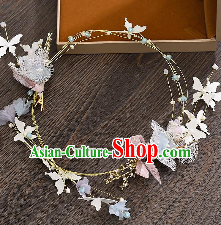 Top Grade Handmade Chinese Classical Hair Accessories Princess Wedding Baroque Silk Bowknot Hair Clasp Bride Headband Headwear for Women