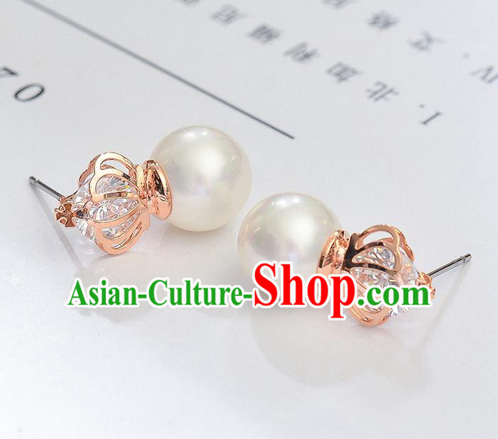 Top Grade Handmade Chinese Classical Jewelry Accessories Wedding Pearls Crown Earrings Bride Hanfu Eardrop for Women