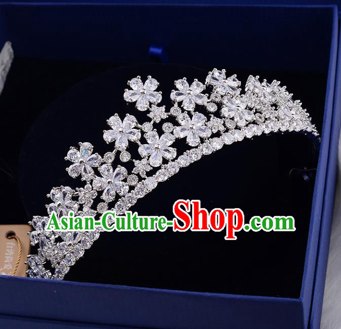 Top Grade Handmade Hair Accessories Baroque Zircon Flowers Imperial Crown, Bride Wedding Hair Jewellery Princess Crystal Crown for Women