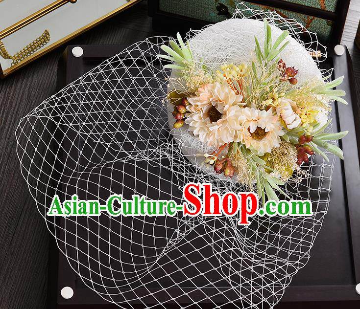 Top Grade Handmade Chinese Classical Hair Accessories Princess Wedding Baroque Headwear Flowers Hat Bride Top Hat for Women