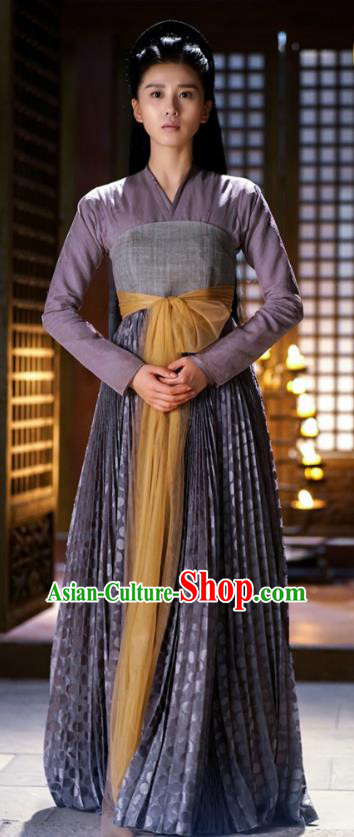Traditional Chinese Southern and Northern Dynasties Chivalrous Women Costume and Headpiece Complete Set, Lost Love In Times Chinese Ancient Fairy Swordswoman Hanfu Dress