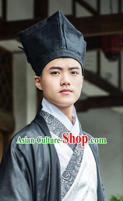 Traditional Handmade Chinese Ancient Scholar Hat, China Hanfu Booksir Kerchief Headwear for Men