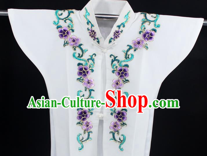 Traditional China Beijing Opera Young Lady Costume White Collar Protectors, Ancient Chinese Peking Opera Embroidery Clothing