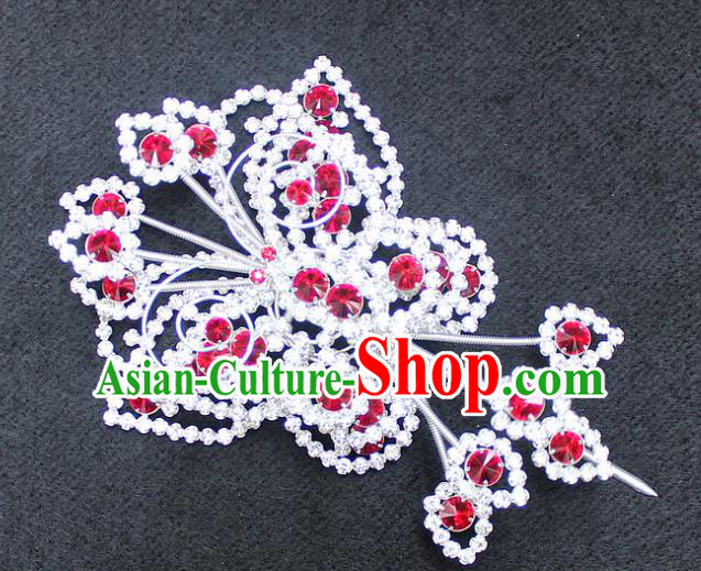 Traditional China Beijing Opera Young Lady Hair Accessories Diva Head-ornaments, Ancient Chinese Peking Opera Hua Tan Headwear Butterfly Hairpins