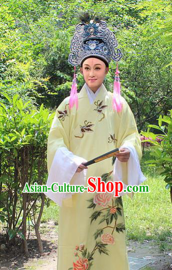 Traditional China Beijing Opera Young Men Costume and Hat, Ancient Chinese Peking Opera Niche Embroidery Clothing