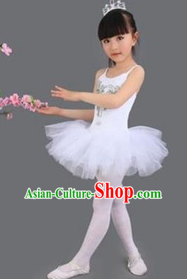 Top Grade Chinese Compere Professional Performance Catwalks Costume, Children Princess Bubble Veil Full Dress Modern Ballet Dance Dress for Girls Kids
