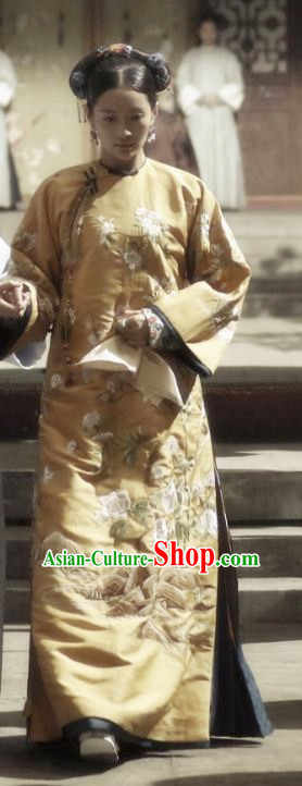 Story of Yanxi Palace Traditional Ancient Chinese Qing Dynasty Manchu Imperial Consort Costume, Chinese Mandarin Robes Imperial Concubine Embroidered Dress Clothing for Women
