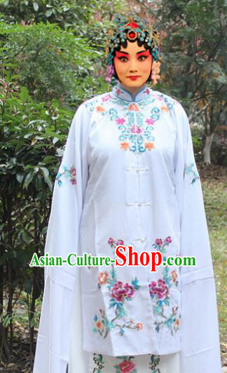 Traditional China Beijing Opera Young Lady Hua Tan Costume Embroidered Cape, Ancient Chinese Peking Opera Female Diva Embroidery Dress Clothing