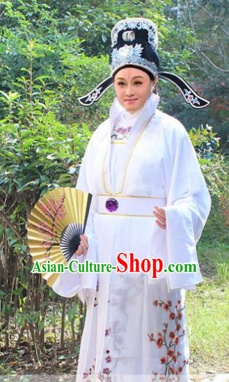 Traditional China Beijing Opera Niche Costume Gifted Scholar Embroidered Robe and Hat, Ancient Chinese Peking Opera Embroidery Clothing