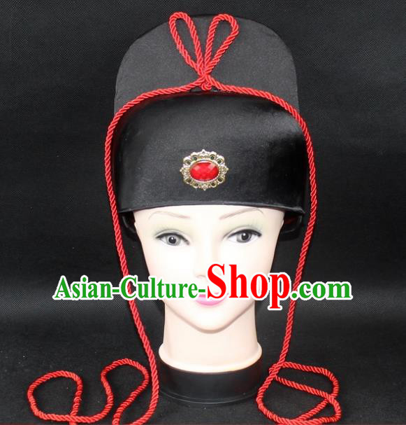 Traditional China Beijing Opera Young Men Hair Accessories Imperial Bodyguard Headwear, Ancient Chinese Peking Opera Niche Hat
