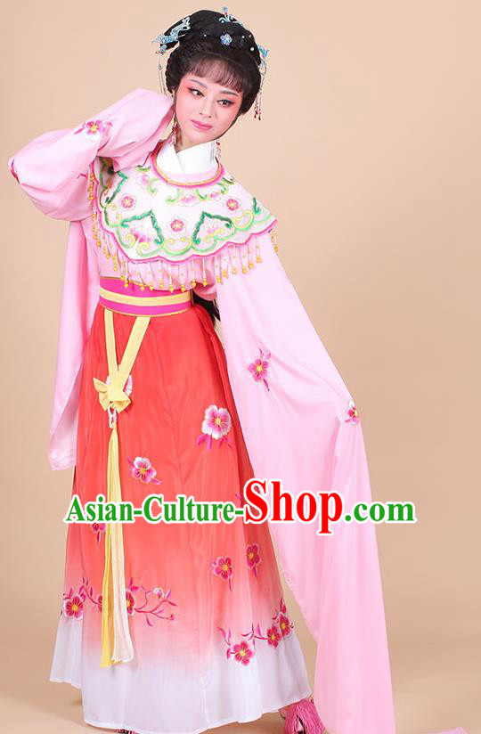 Traditional China Beijing Opera Young Lady Hua Tan Costume Female Water Sleeve Dance Pink Clothing, Ancient Chinese Peking Opera Diva Embroidery Plum Blossom Dress