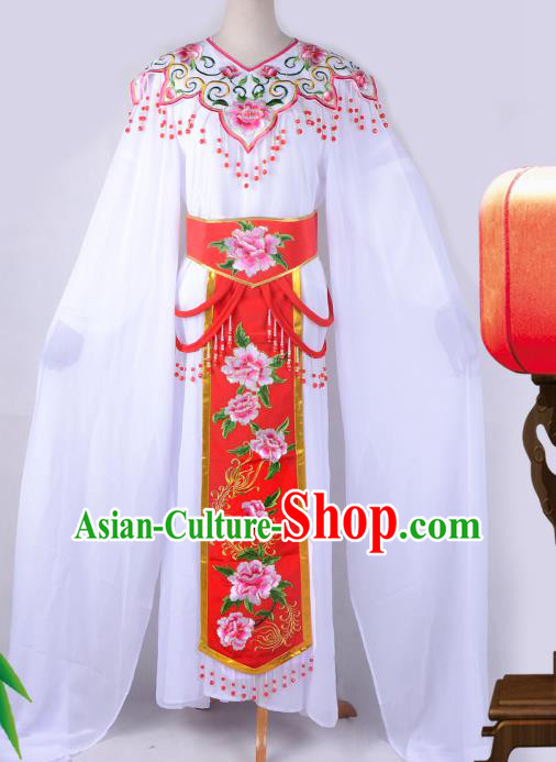 Traditional China Beijing Opera Young Lady Hua Tan Costume Cloud Shoulder Embroidered Clothing, Ancient Chinese Peking Opera Diva Embroidery Red Dress Clothing