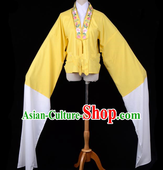 Traditional China Beijing Opera Young Lady Hua Tan Costume Princess Embroidered Yellow Blouse, Ancient Chinese Peking Opera Diva Embroidery Water Sleeve Clothing