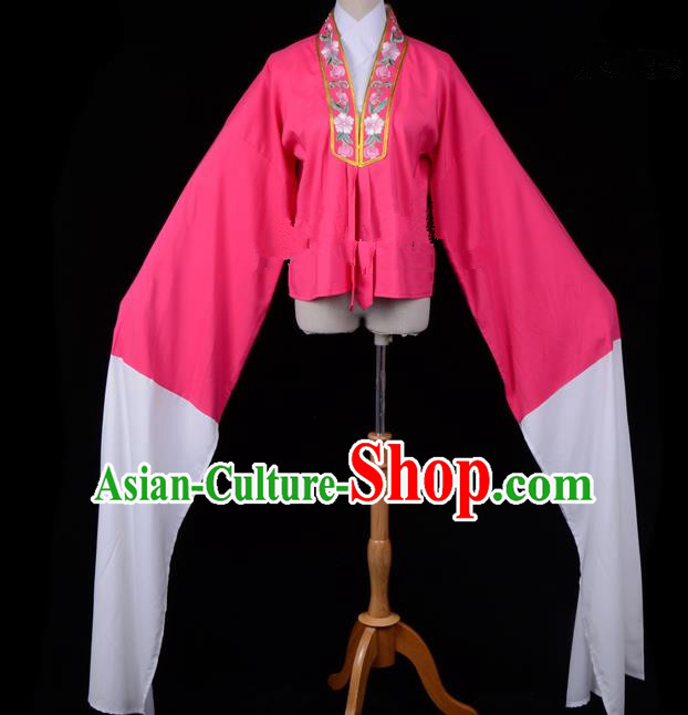 Traditional China Beijing Opera Young Lady Hua Tan Costume Princess Embroidered Rosy Blouse, Ancient Chinese Peking Opera Diva Embroidery Water Sleeve Clothing