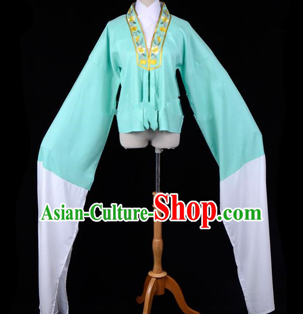 Traditional China Beijing Opera Young Lady Hua Tan Costume Princess Embroidered Green Blouse, Ancient Chinese Peking Opera Diva Embroidery Water Sleeve Clothing