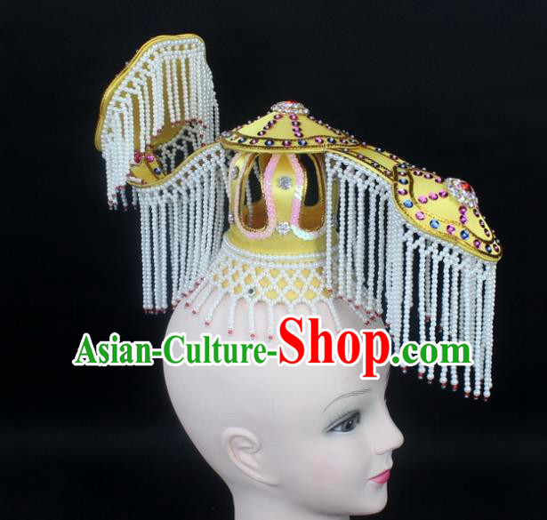 Traditional China Beijing Opera Hair Accessories Emperor Tassel Tuinga, Ancient Chinese Peking Opera King Headwear