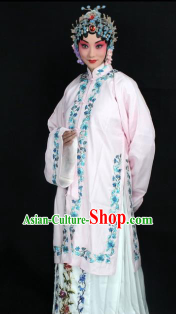 Traditional China Beijing Opera Young Lady Hua Tan Costume Female Pink Embroidered Cape, Ancient Chinese Peking Opera Diva Embroidery Dress Clothing