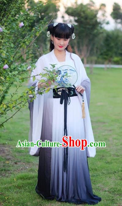 Traditional Chinese Han Dynasty Young Lady Embroidery Costume, Elegant Hanfu Clothing Chinese Ancient Fairy Dress Clothing for Women