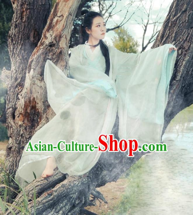 Traditional Chinese Jin Dynasty Swordswoman Costume, Elegant Hanfu Clothing Chinese Ancient Chivalrous Women Dress Clothing