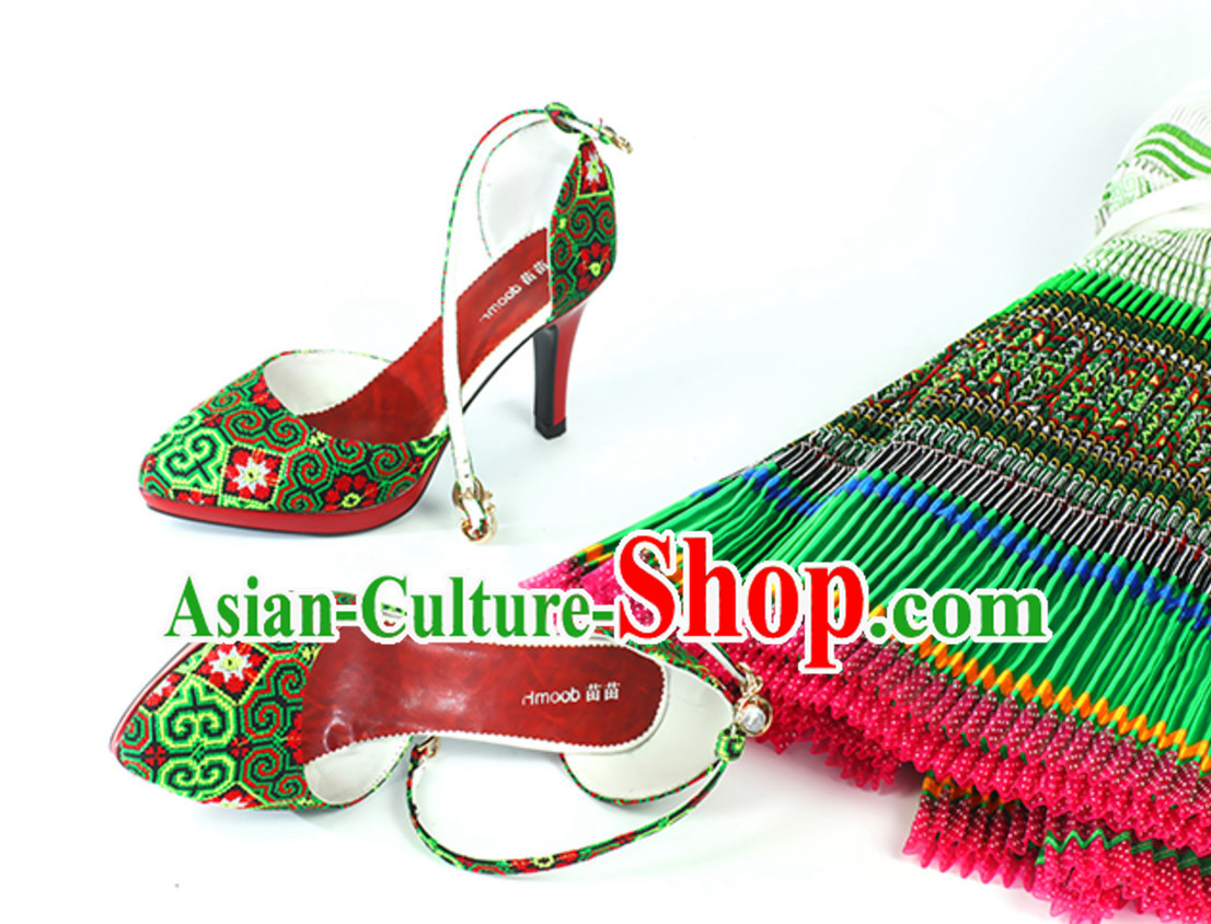 Traditional Handmade Hmong Women Hmoob Minority Shoes Miao Ethnic Shoes