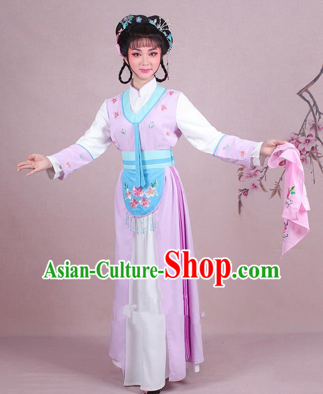 Traditional China Beijing Opera Young Lady Hua Tan Costume Servant Girl Embroidered Lilac Clothing, Ancient Chinese Peking Opera Diva Embroidery Dress Clothing