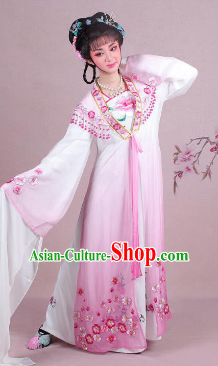 Traditional China Beijing Opera Young Lady Costume Embroidered Pink Fairy Dress, Ancient Chinese Peking Opera Diva Embroidery Plum Blossom Clothing