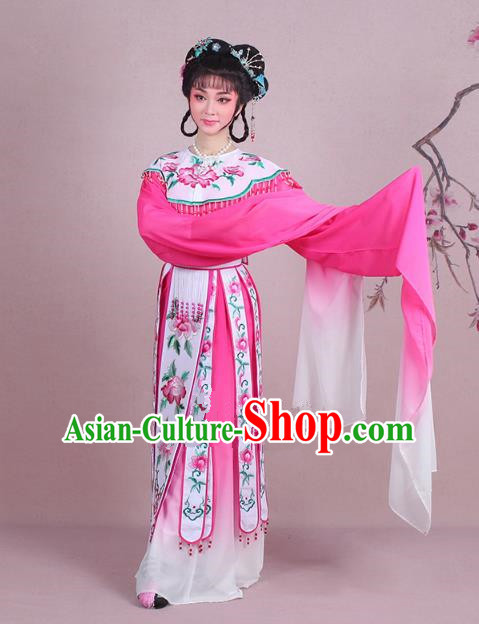 Traditional China Beijing Opera Palace Lady Costume Imperial Consort Embroidered Rosy Dress, Ancient Chinese Peking Opera Diva Hua Tan Embroidery Clothing