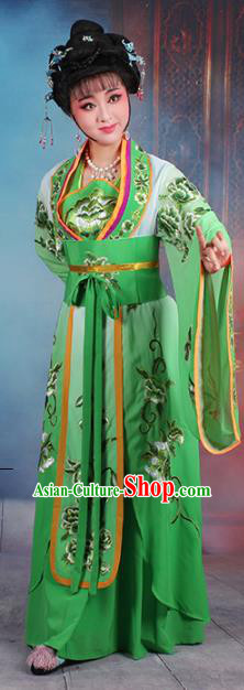 Traditional China Beijing Opera Palace Lady Hua Tan Costume Green Embroidered Dress, Ancient Chinese Peking Opera Diva Princess Embroidery Clothing