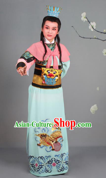 Traditional China Beijing Opera Niche Costume Gifted Scholar General Embroidered Robe and Hat, Ancient Chinese Peking Opera Young Men Embroidery Clothing
