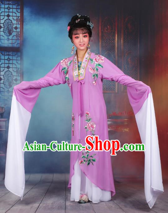 Traditional China Beijing Opera Young Lady Hua Tan Costume Princess Purple Embroidered Cape, Ancient Chinese Peking Opera Diva Embroidery Dress Clothing