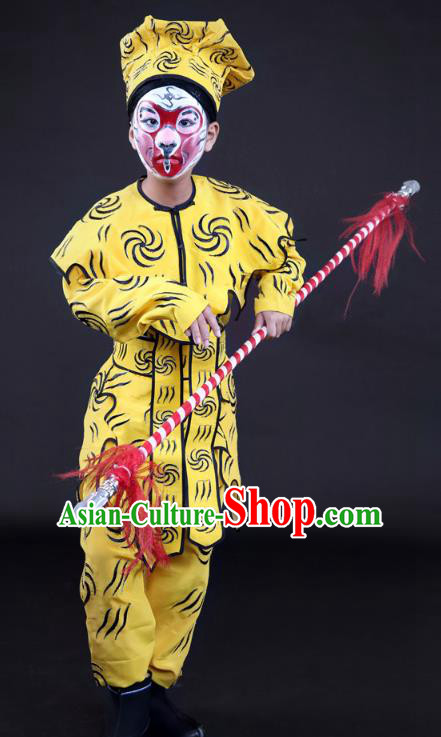 Traditional China Beijing Opera Takefu Costume, Ancient Chinese Peking Opera Wu-Sheng Handsome Monkey King Clothing for Kids