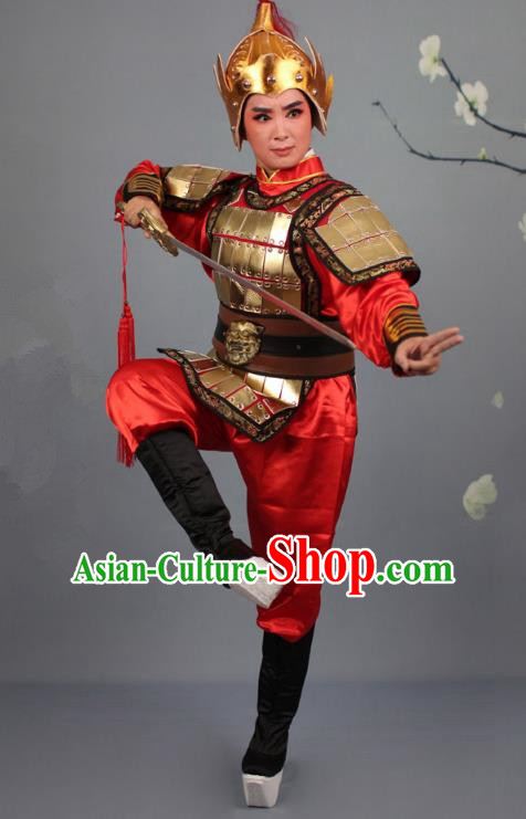 Traditional China Beijing Opera Swordplay Helmet and Armour Costume, Ancient Chinese Peking Opera Blues Female General Clothing
