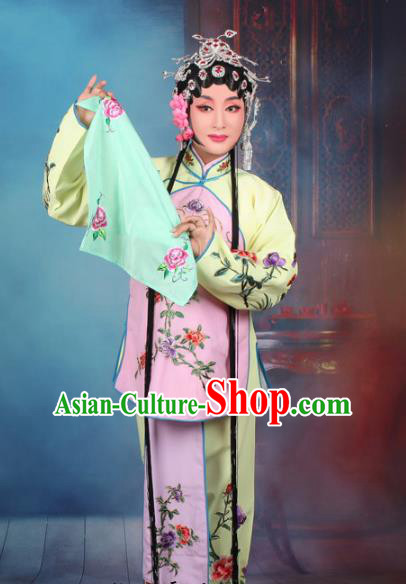 Top Grade Professional Beijing Opera Young Lady Costume Servant Girl Pink Embroidered Clothing, Traditional Ancient Chinese Peking Opera Maidservants Embroidery Clothing